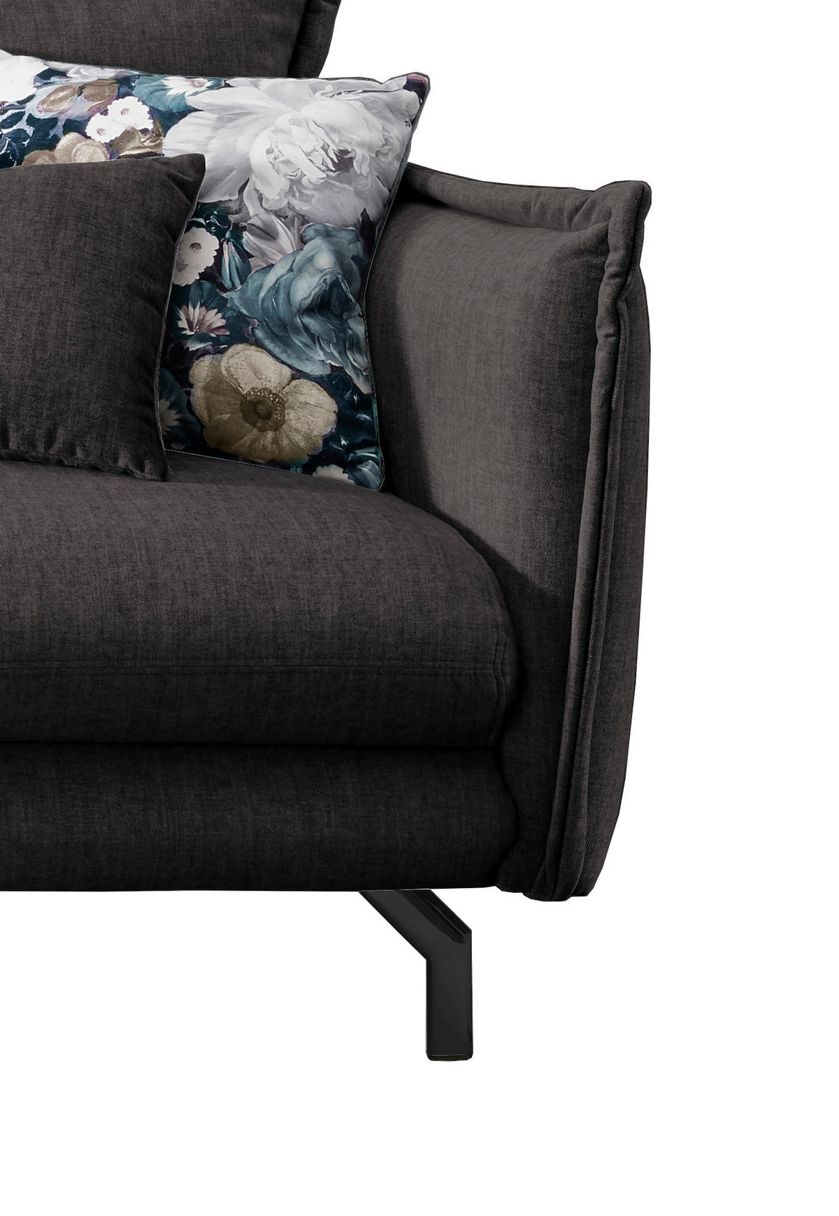 ECKSOFA in Velours Anthrazit  - Türkis/Anthrazit, Modern, Textil/Metall (180/255cm) - Livetastic