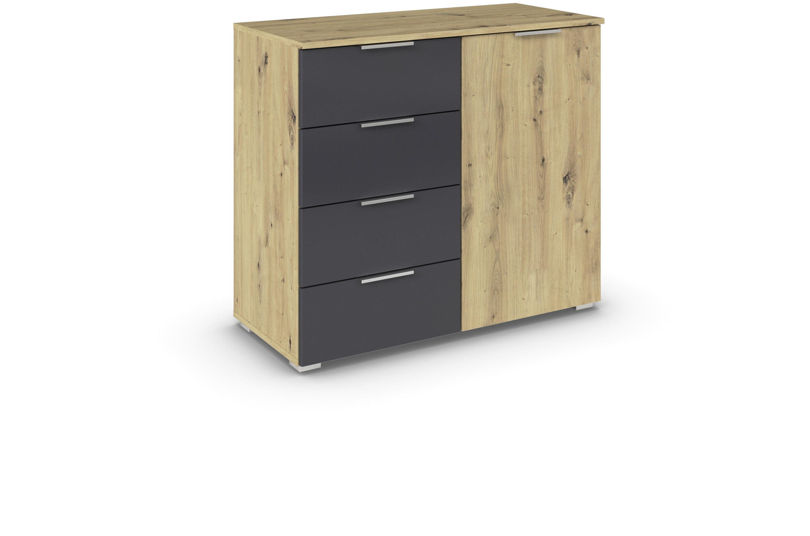 KOMMODE  in 93/81/42 cm  - Dunkelgrau/Silberfarben, MODERN, Holzwerkstoff/Metall (93/81/42cm) - Boxxx