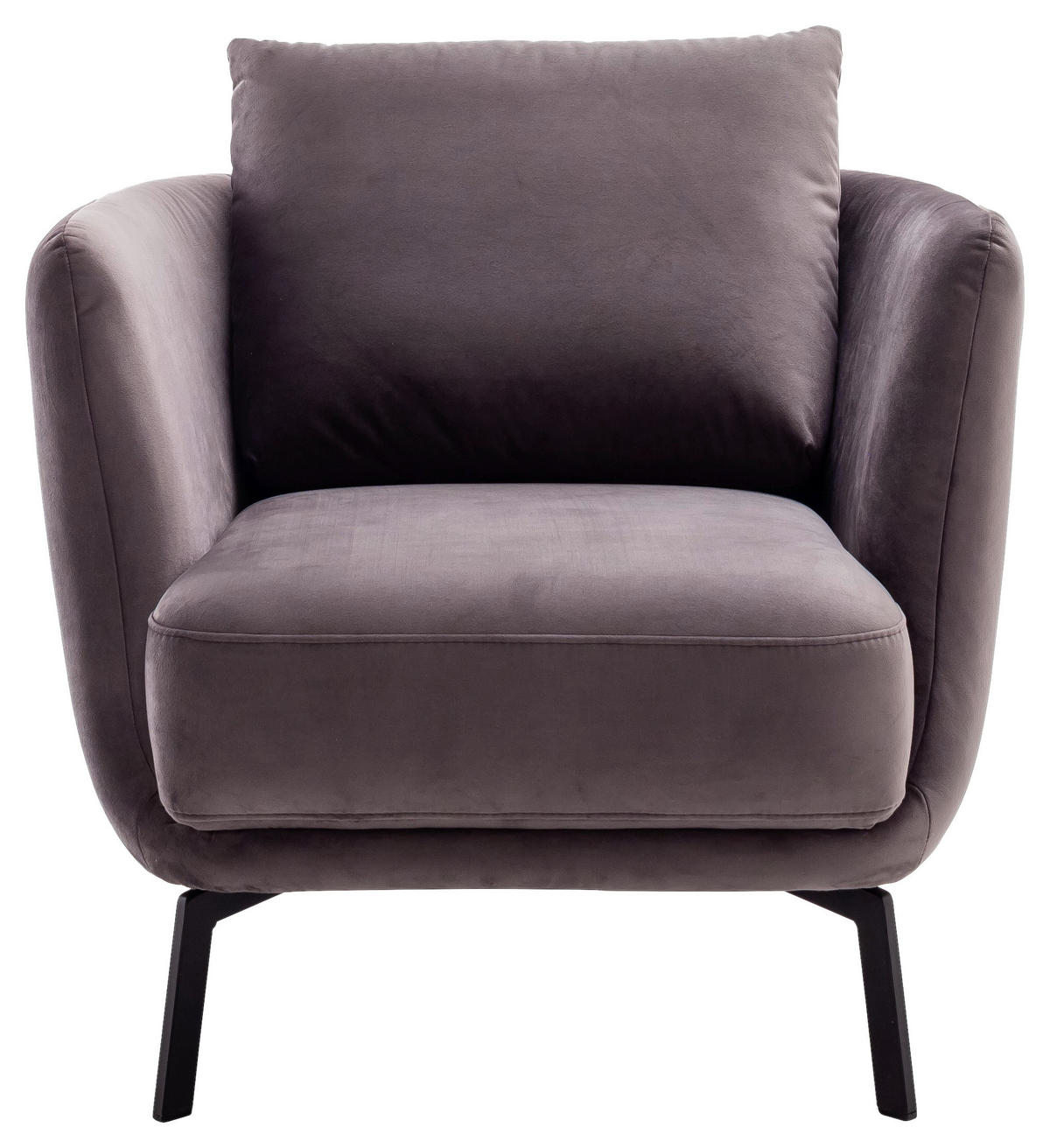 SESSEL Velours Graubraun  - Graubraun/Schwarz, Design, Textil/Metall (86/68/86cm) - Schöner Wohnen