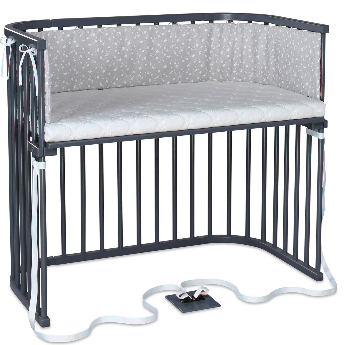 BEISTELLBETT 110/62/96,50 cm  - Grau, Basics, Holz (110/62/96,50cm) - Babybay