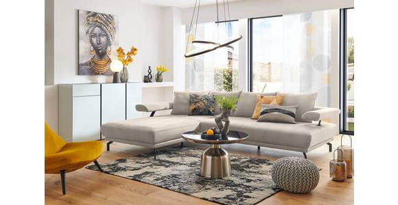 ECKSOFA in Mikrofaser Creme 224/305 cm - Creme/Schwarz, Design, Textil/Metall (224/305cm) - Dieter Knoll