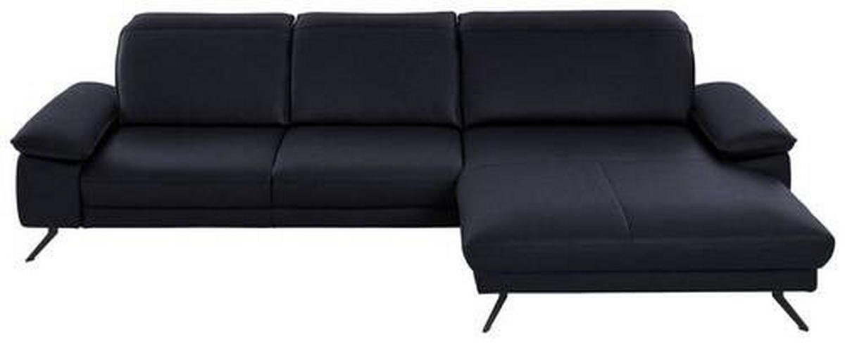 ECKSOFA in Echtleder Schwarz  - Schwarz, Design, Leder/Metall (328/193cm) - Dieter Knoll