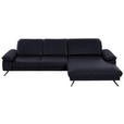 ECKSOFA in Echtleder Schwarz  - Schwarz, Design, Leder/Metall (328/193cm) - Dieter Knoll