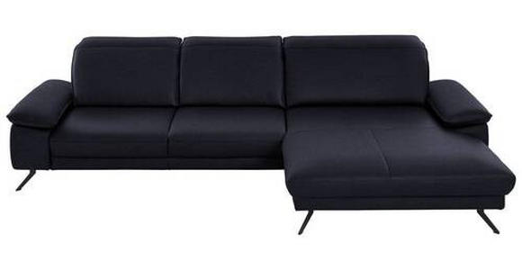 ECKSOFA in Echtleder Schwarz  - Schwarz, Design, Leder/Metall (328/193cm) - Dieter Knoll