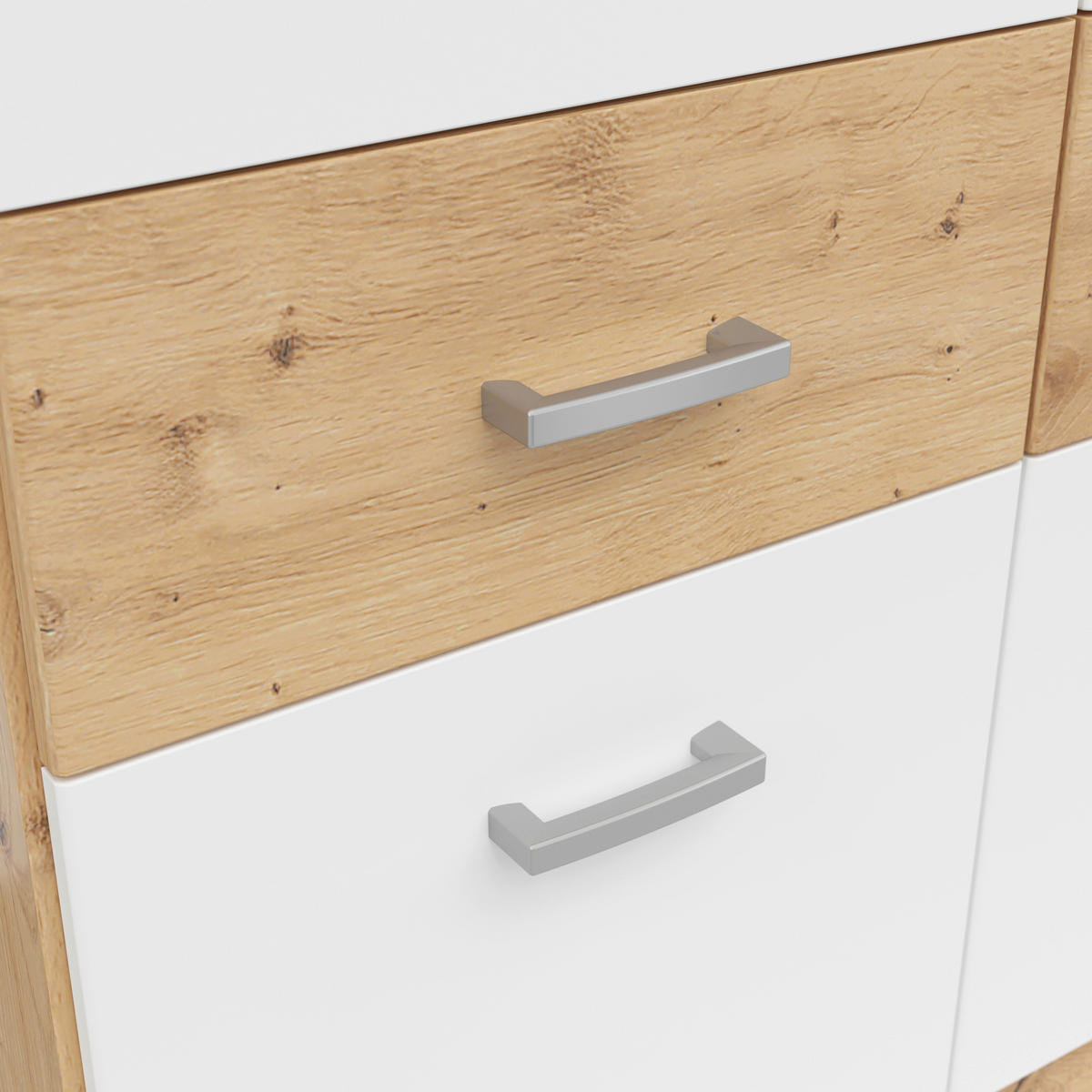 KLEIDERSCHRANK 136/199/58 cm 3-türig Silberfarben, Weiß, Eiche Artisan  - Silberfarben/Weiß, KONVENTIONELL, Holzwerkstoff/Kunststoff (136/199/58cm)