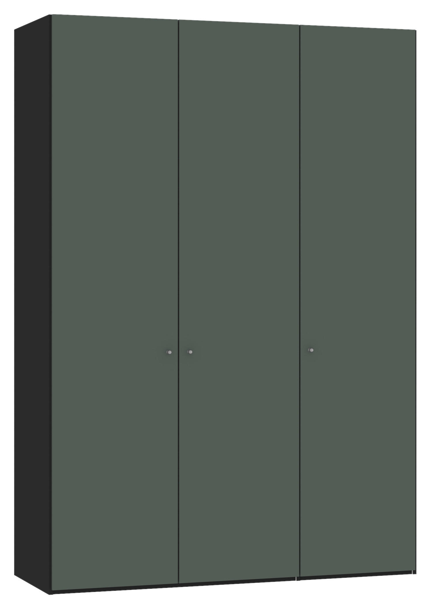 DREHTÜRENSCHRANK 152/220/40 cm 3-türig Grau, Grün, Schwarz  - Silberfarben/Schwarz, Design, Glas/Holzwerkstoff (152/220/40cm) - Jutzler