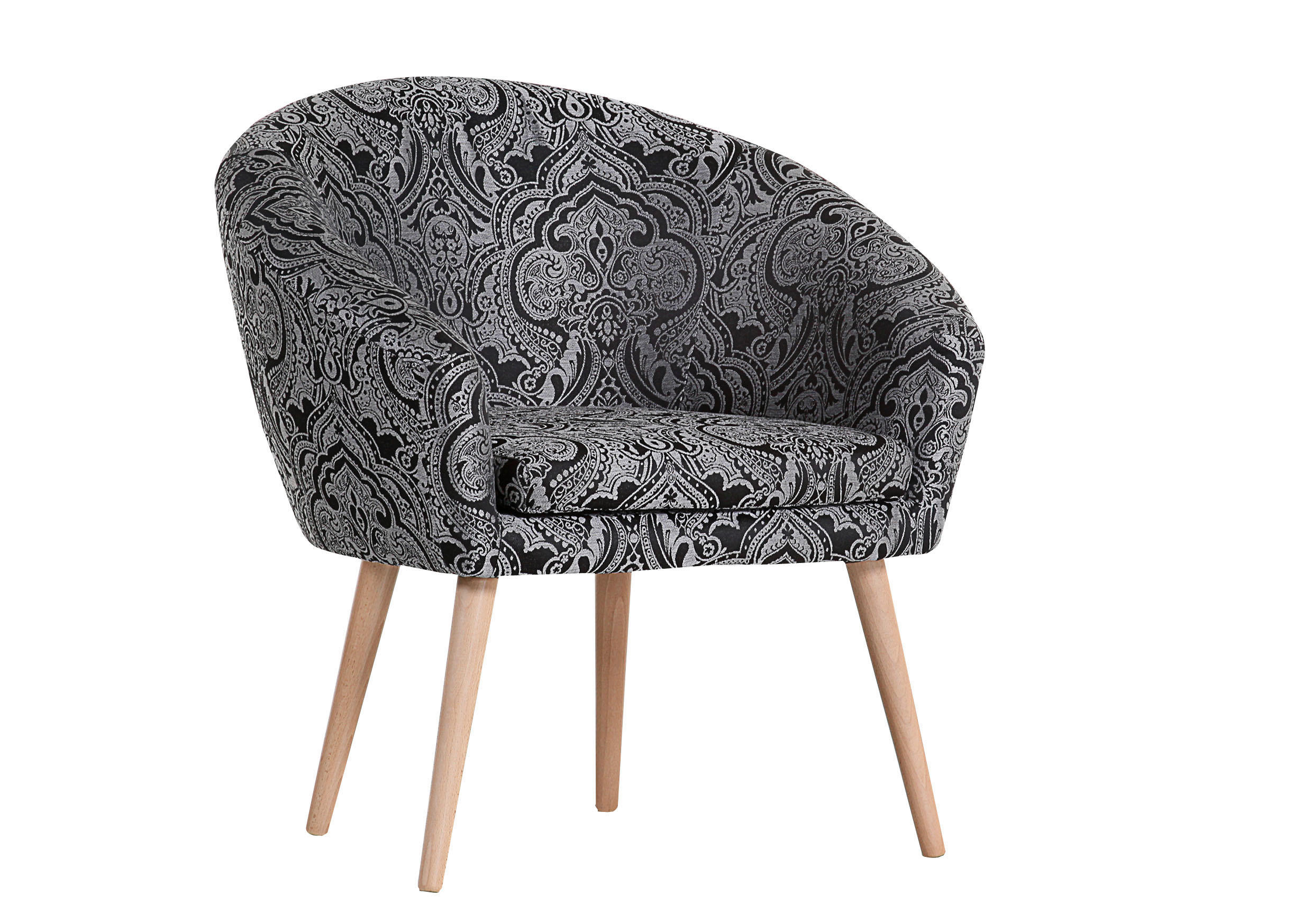 SESSEL in Flachgewebe Grau, Schwarz  - Schwarz/Naturfarben, Design, Holz/Textil (73/73/66cm) - Carryhome
