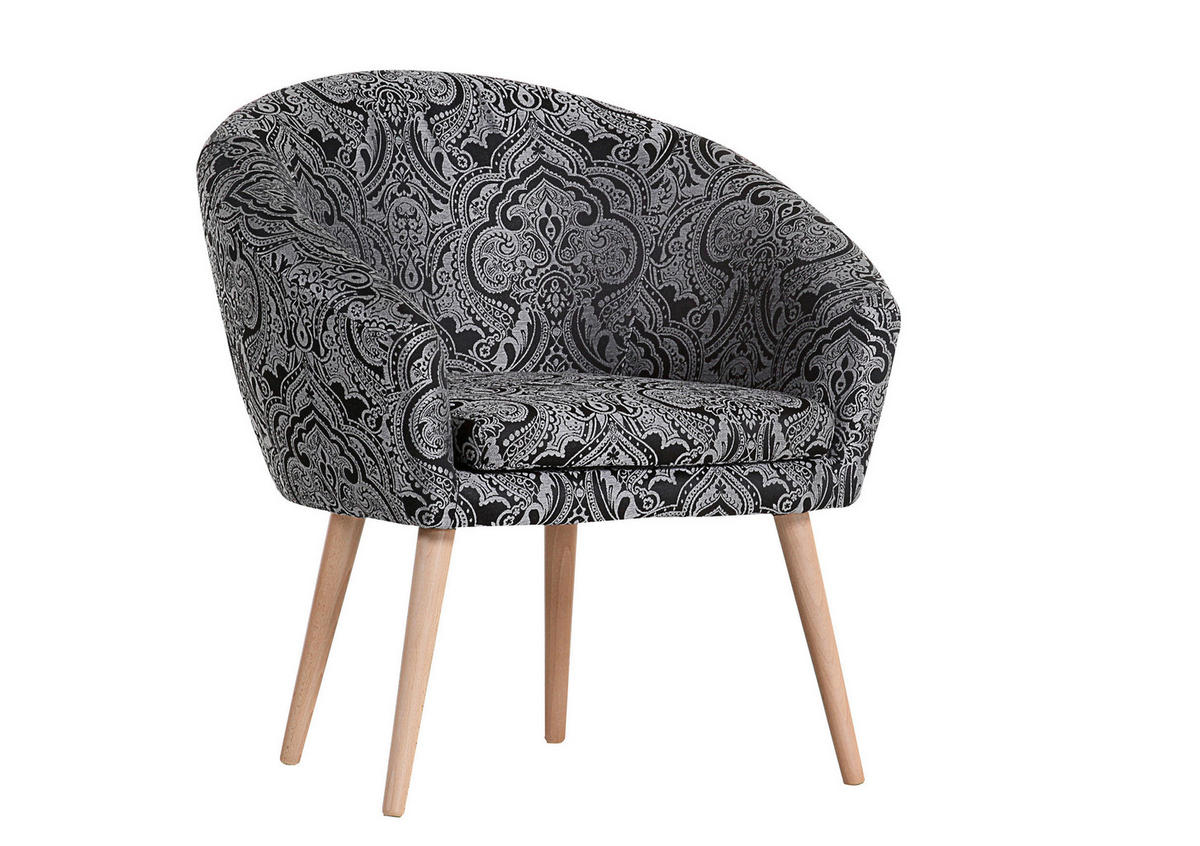 SESSEL in Flachgewebe Grau, Schwarz  - Schwarz/Naturfarben, Design, Holz/Textil (73/73/66cm) - Carryhome