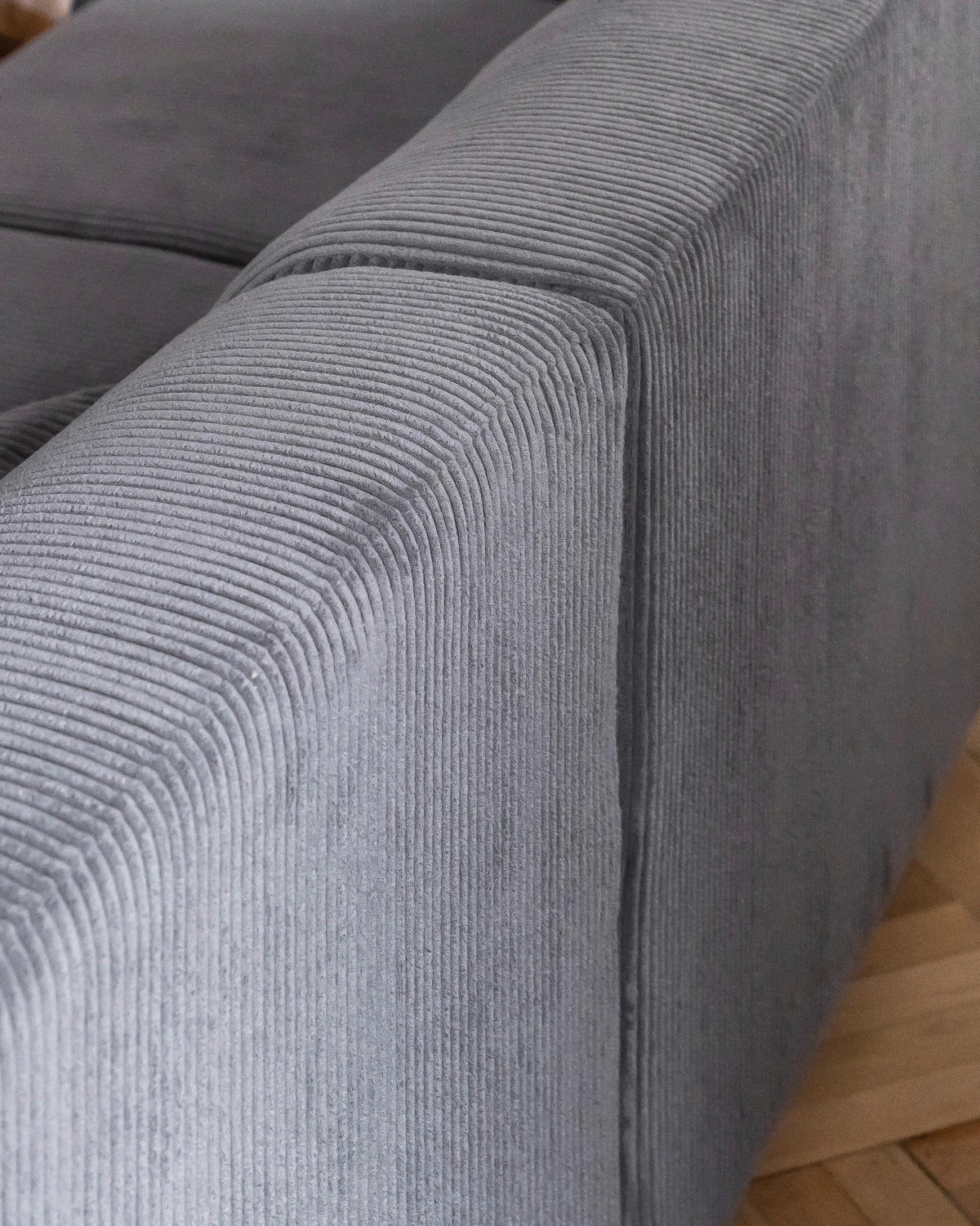 ECKSOFA in Cord Hellgrau  - Hellgrau/Schwarz, Textil/Metall (260/165cm) - MID.YOU