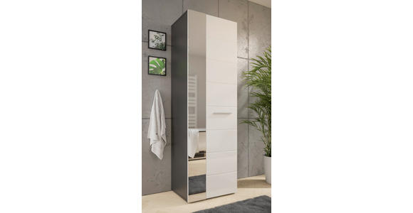 HOCHSCHRANK 60/190/45 cm  - Chromfarben/Weiß Hochglanz, KONVENTIONELL, Glas/Holzwerkstoff (60/190/45cm) - Xora