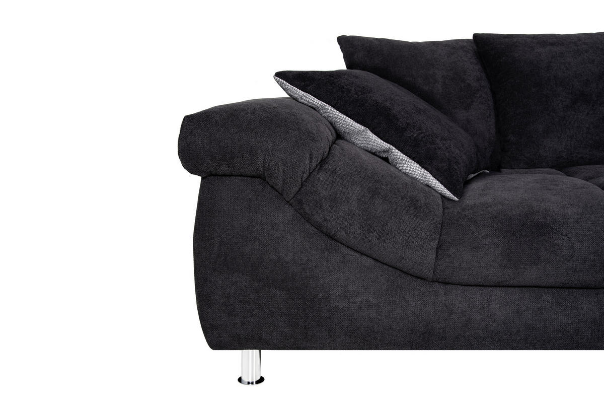 SEDEŽNA GARNITURA, tkanina siva, črna  - siva/črna, Design, kovina/tekstil (337/228cm) - Carryhome
