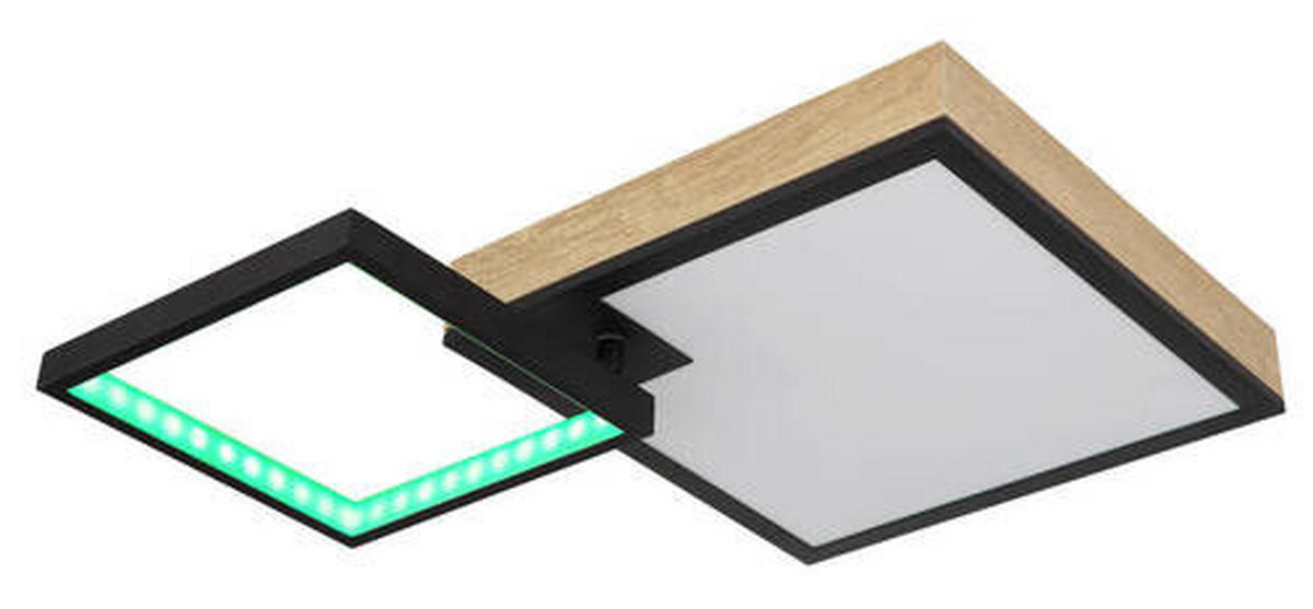 LED MENNYEZETI LÁMPA - sötétbarna/fekete, Natur, műanyag/faalapú anyag (60/41/10cm) - Globo