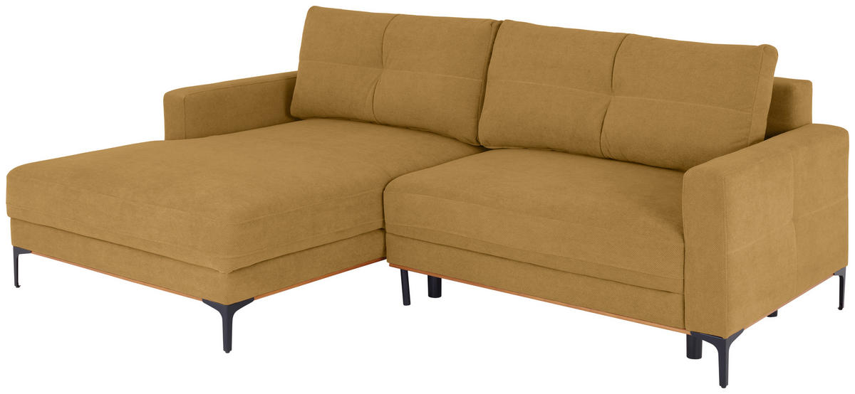 ECKSOFA in Gelb  - Gelb/Schwarz, Modern, Textil/Metall (162/238cm) - Ondega