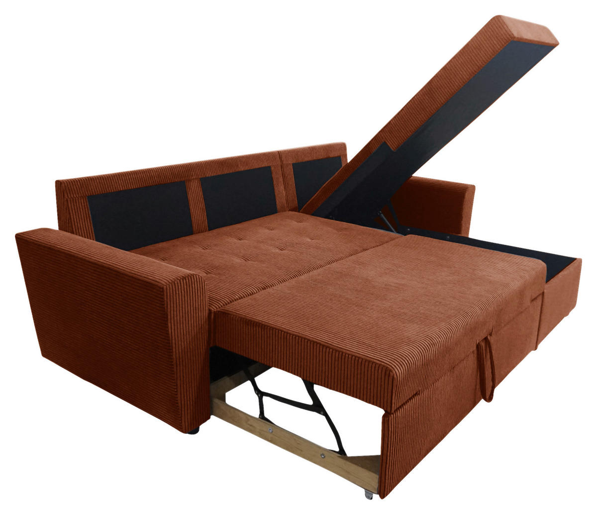 ECKSOFA TERMOLI in Cord Rostfarben  231/155 cm  - Rostfarben/Schwarz, Design, Kunststoff/Textil (231/155cm) - MID.YOU