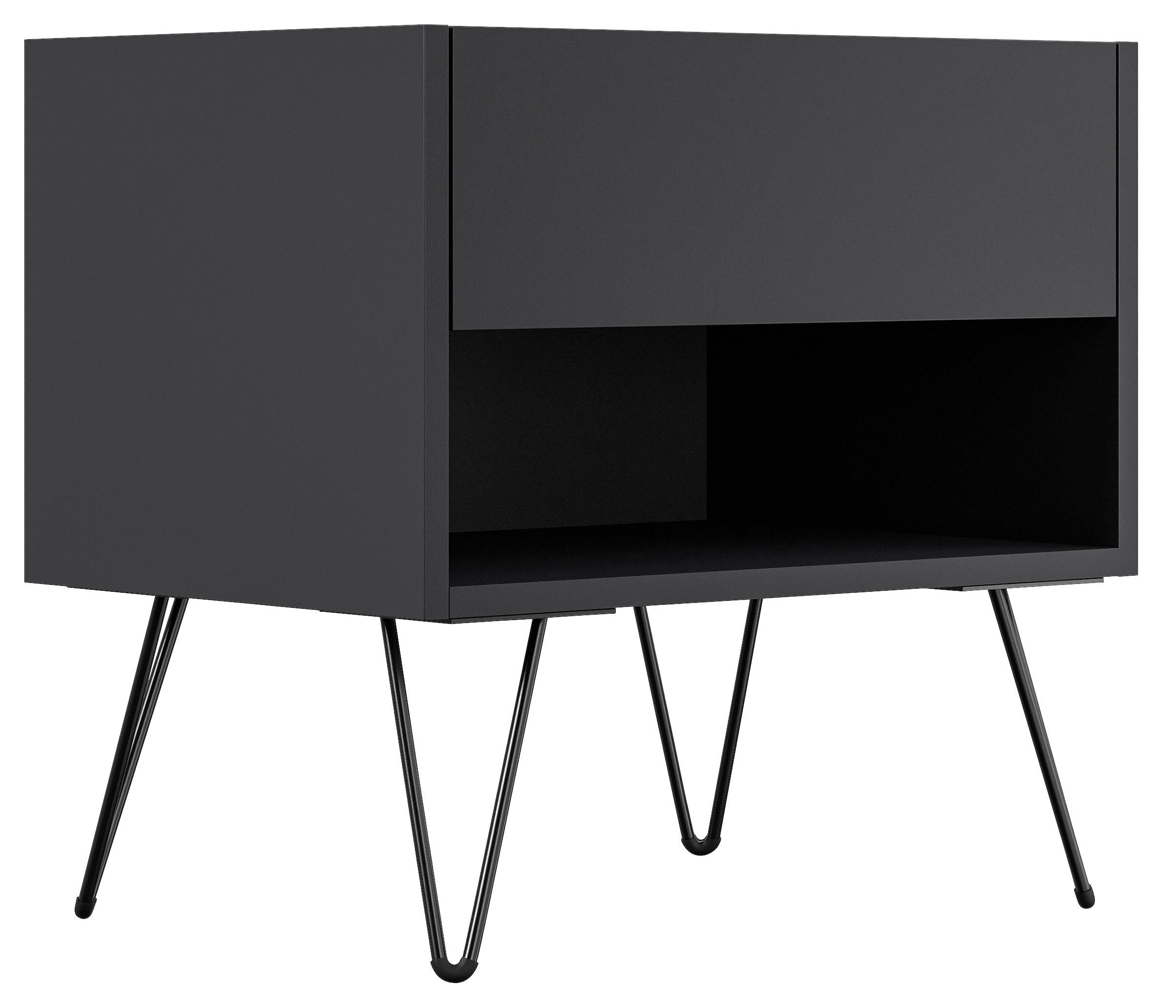 NACHTTISCH 51,2/50/35,6 cm  - Graphitfarben/Schwarz, Basics, Holzwerkstoff/Metall (51,2/50/35,6cm) - MID.YOU