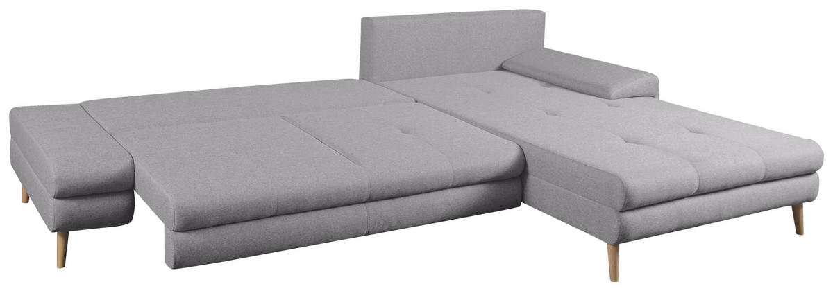 ECKSOFA in Webstoff Silberfarben  - Beige/Silberfarben, Trend, Holz/Textil (313/215cm) - MID.YOU