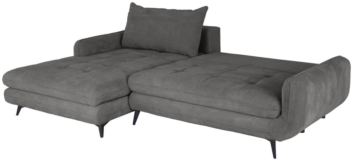 ECKSOFA WAVE Grau Struktur  - Beige/Schwarz, MODERN, Textil/Metall (189/266cm) - MID.YOU