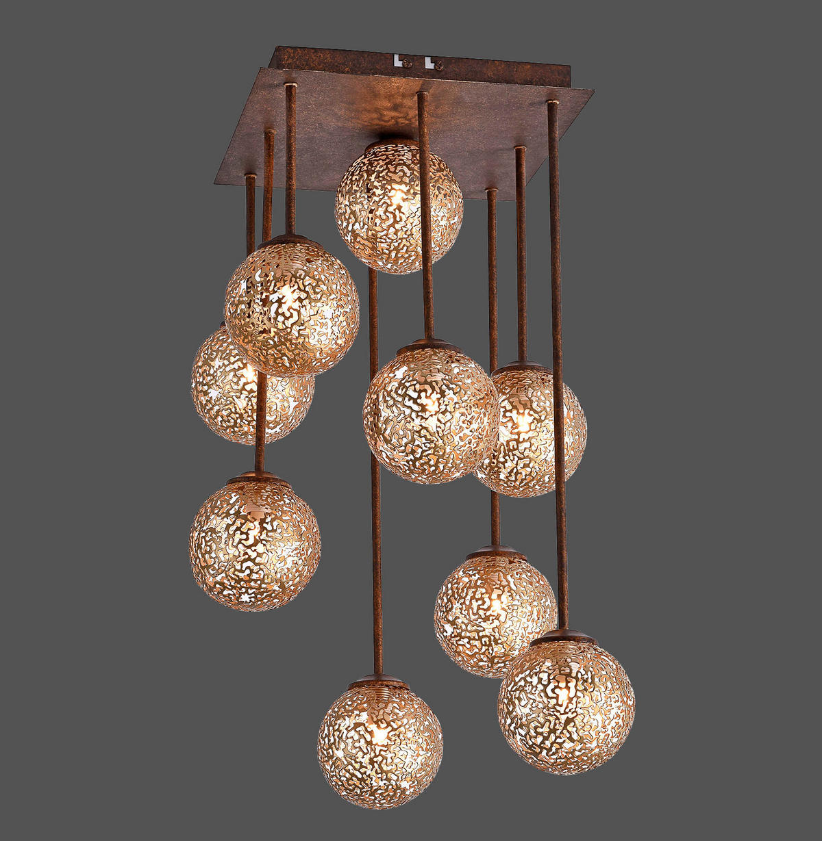 LED-DECKENLEUCHTE Greta 30,5/30,5/55,4 cm   - Rostfarben, KONVENTIONELL, Kunststoff/Metall (30,5/30,5/55,4cm) - Paul Neuhaus