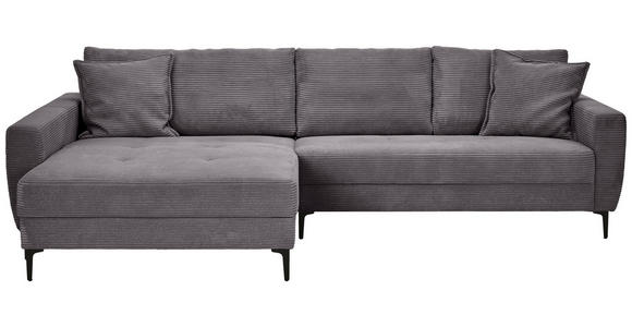 ECKSOFA Dunkelgrau Cord  - Dunkelgrau/Schwarz, Design, Textil/Metall (174/283cm) - Xora