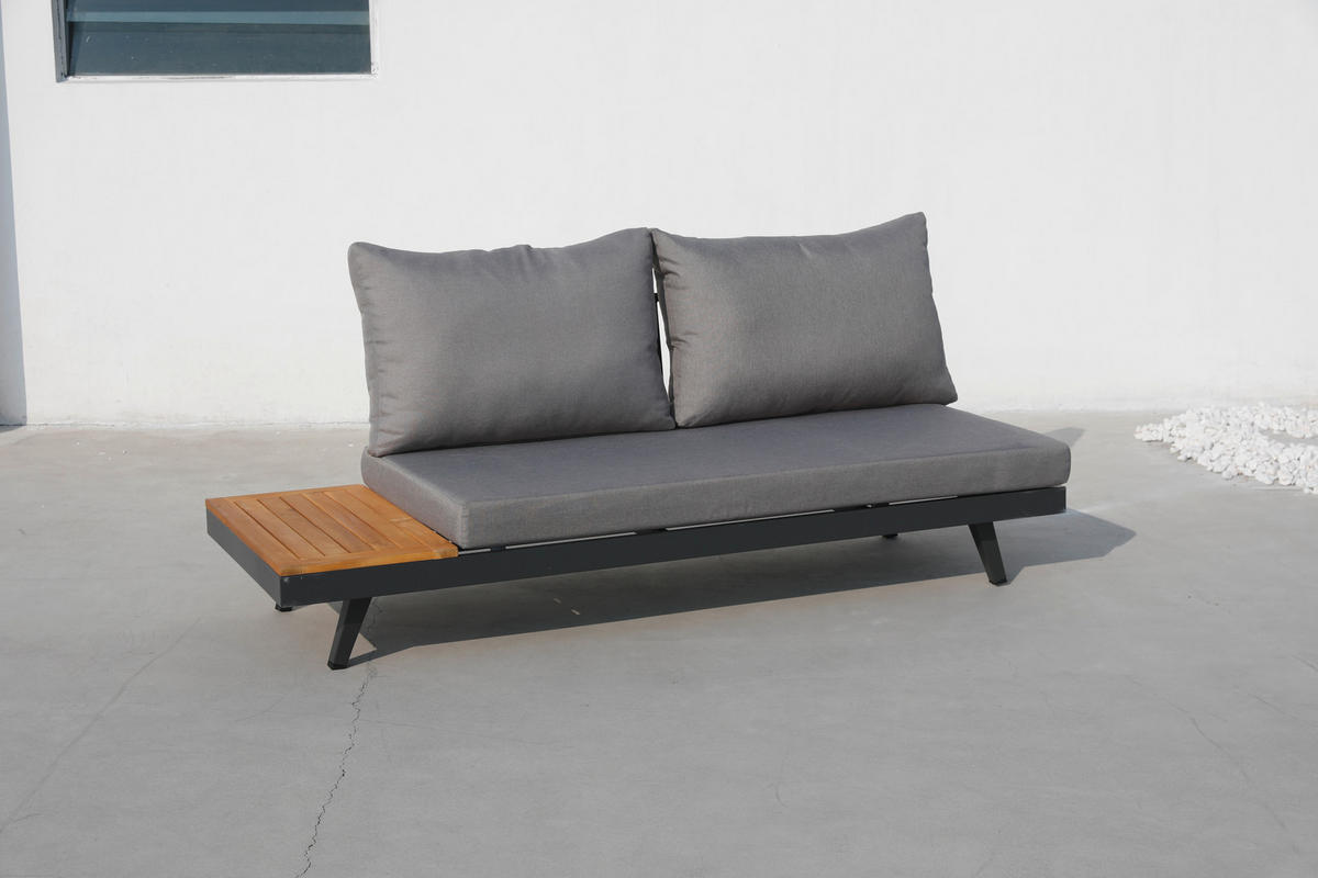 ENSEMBLE LOUNGE  175/175 cm   - Anthrazit/Silberfarben, Basics, Holz/Textil (175/175cm) - Gardenson