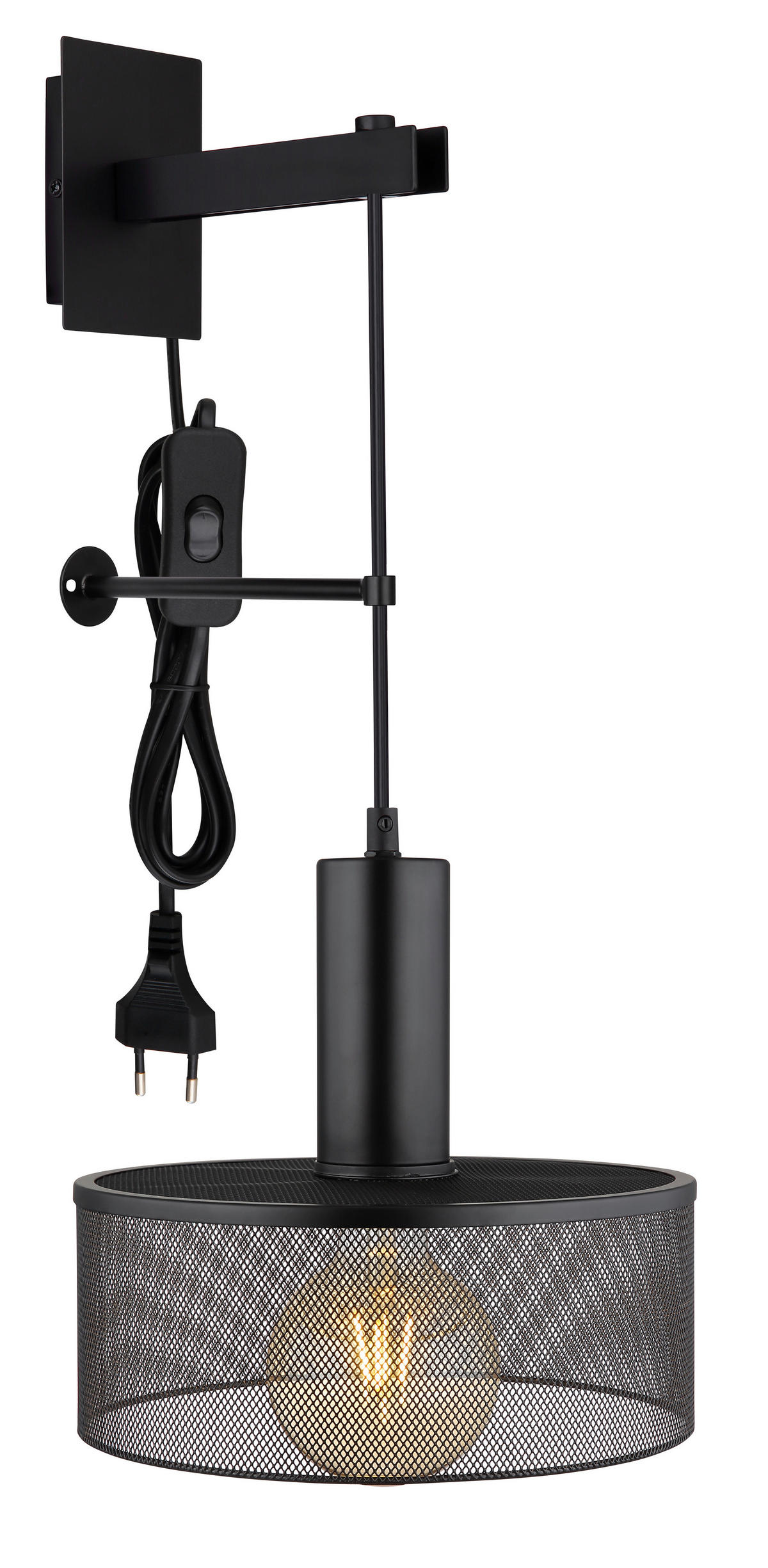 WANDLEUCHTE - Schwarz, Design, Metall (25/29,5/57cm) - Globo