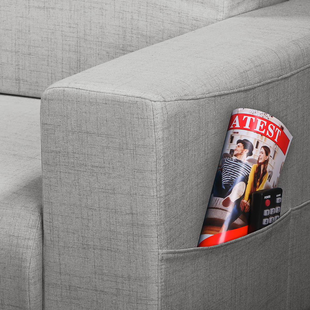 ECKSOFA Bella Grau Textilgeflecht  - Wengefarben/Grau, Design, Holz/Textil (257/174cm) - Livetastic