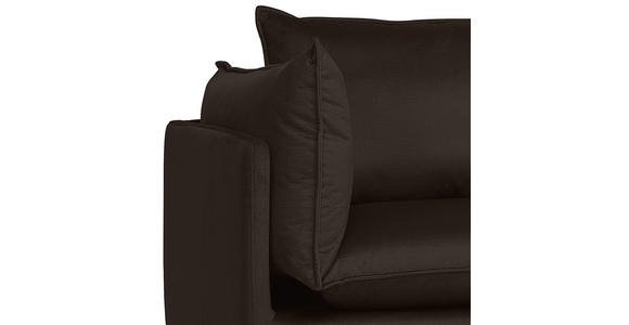 ECKSOFA in Samt Dunkelbraun  - Dunkelbraun/Schwarz, Design, Textil/Metall (241/200cm) - Carryhome