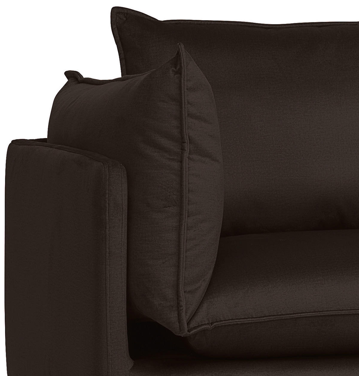 ECKSOFA in Samt Dunkelbraun  241/200 cm  - Dunkelbraun/Schwarz, Design, Textil/Metall (241/200cm) - Carryhome