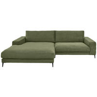 ECKSOFA Ottomane links  Dunkelgrün Feincord  - Dunkelgrün/Schwarz, Design, Textil/Metall (207/293cm) - Dieter Knoll