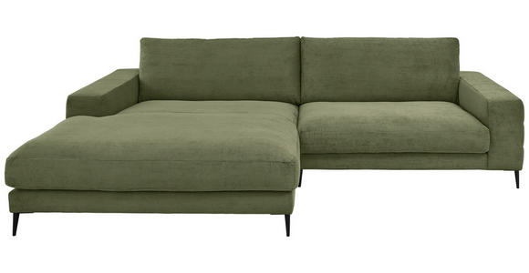 ECKSOFA Ottomane links  Dunkelgrün Feincord  - Dunkelgrün/Schwarz, Design, Textil/Metall (207/293cm) - Dieter Knoll