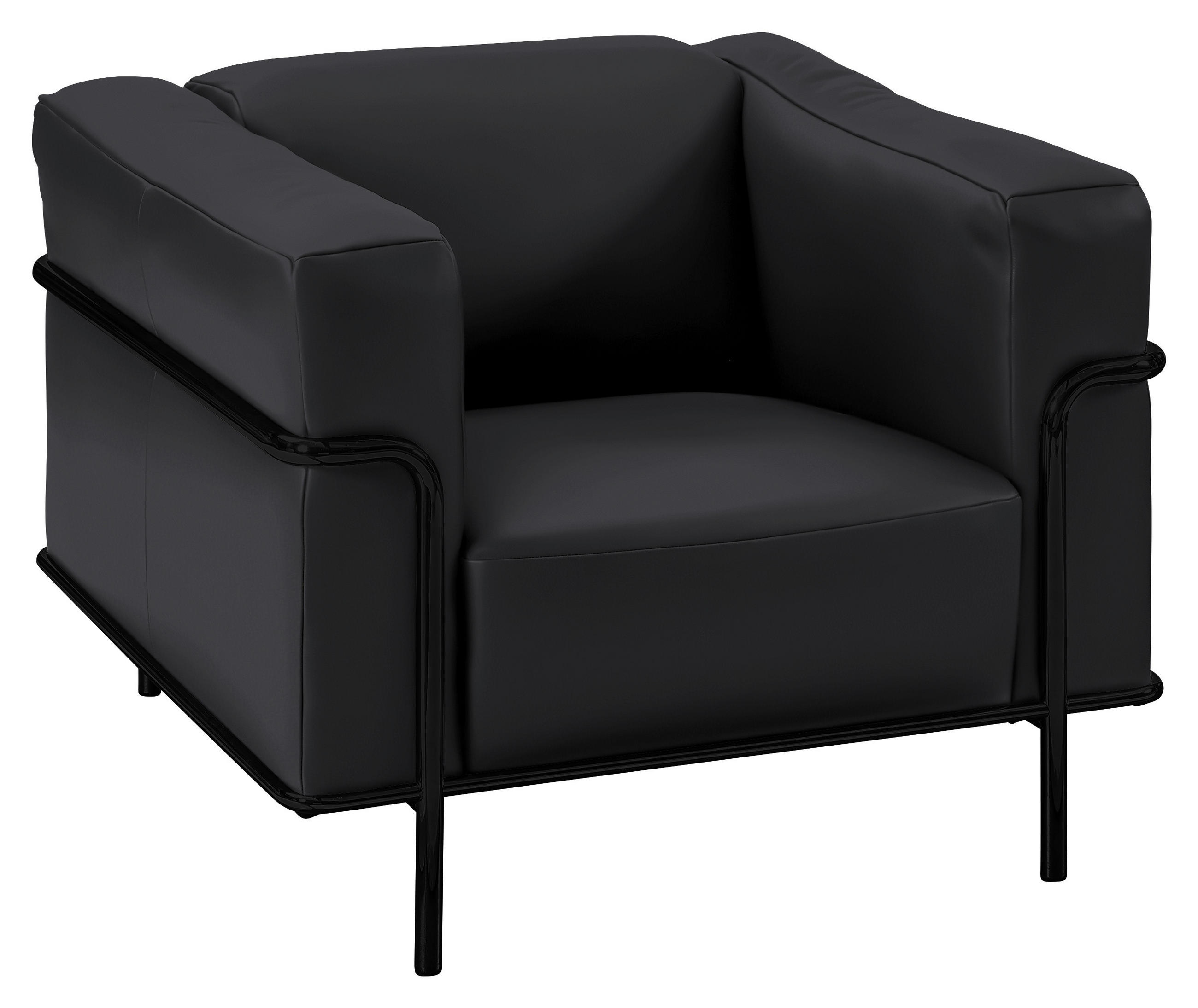 SESSEL in Echtleder Dunkelgrau, Fango  - Fango/Dunkelgrau, Design, Leder/Metall (91/67/96cm) - Johann Jakob