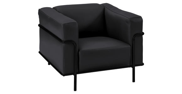 SESSEL in Echtleder Dunkelgrau, Fango - Fango/Dunkelgrau, Design, Leder/Metall (91/67/96cm) - Johann Jakob