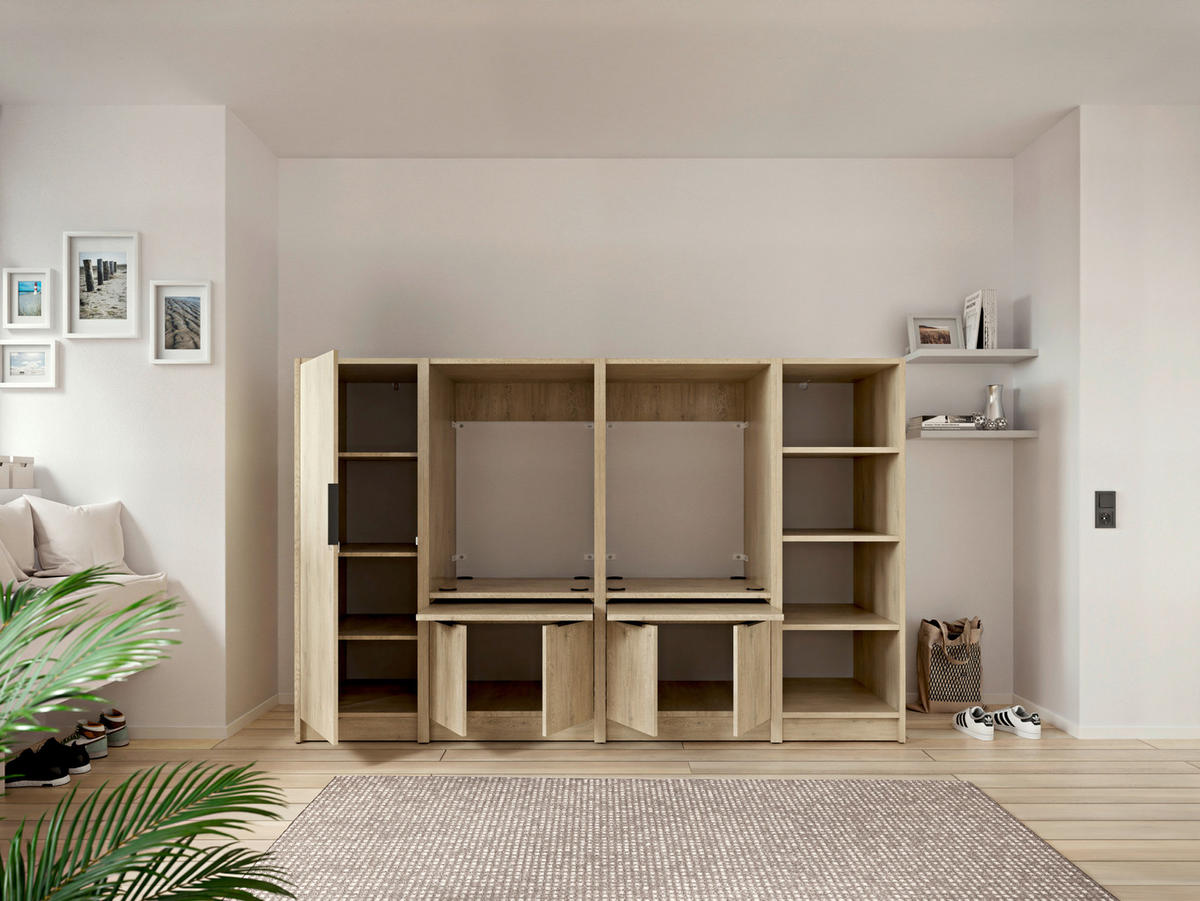 MEHRZWECKSCHRANK 50/150/68 cm  - Eichefarben/Schwarz, Basics, Holzwerkstoff/Kunststoff (50/150/68cm) - MID.YOU