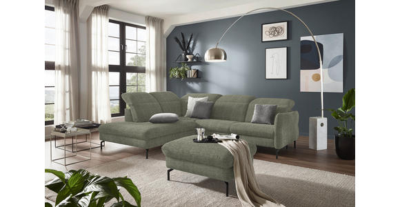 ECKSOFA in Flachgewebe Grün 233/299-313 cm - Schwarz/Grün, Design, Textil/Metall (233/299-313cm) - Dieter Knoll