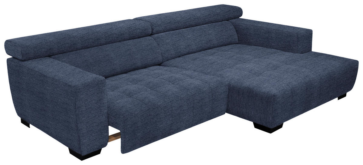 ECKSOFA in Webstoff Dunkelblau  - Schwarz/Dunkelblau, Konventionell, Textil/Metall (279/182cm) - Hom`in