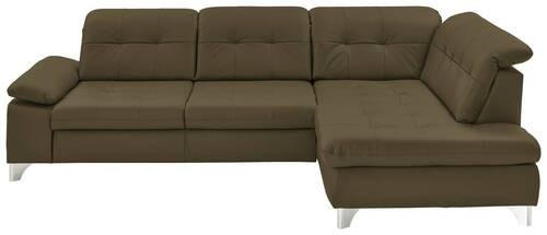 ECKSOFA in Echtleder Grün  - Alufarben/Grün, Design, Leder/Metall (309/211cm) - Beldomo Speed