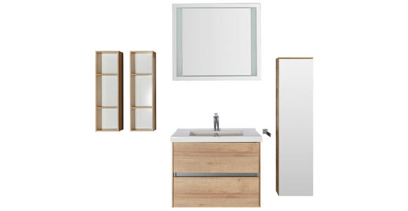 BADEZIMMER in 71 cm - Eichefarben/Weiß, Design, Glas/Keramik (71cm) - Dieter Knoll