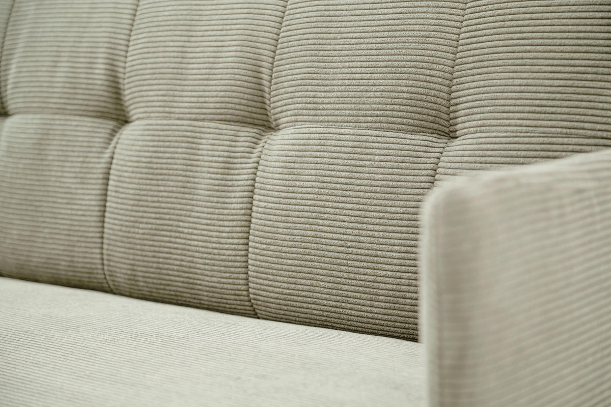 SITZBANK 206/85/69 cm Cord Sandfarben Metall  - Sandfarben/Schwarz, Design, Textil/Metall (206/85/69cm) - Johann Jakob