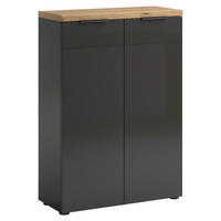 SCHUHSCHRANK Anthrazit, Eichefarben  - Eichefarben/Anthrazit, Design, Holzwerkstoff/Kunststoff (80/115/34cm) - Xora