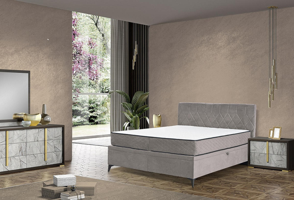 BOX KREVET     siva  - siva/crna, Moderno, drvni materijal/drvo