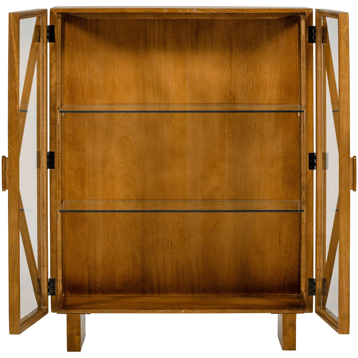 VITRINE Kella in massiv Mangoholz Naturfarben  - Naturfarben, Design, Glas/Holz (100/132/44cm) - Livetastic