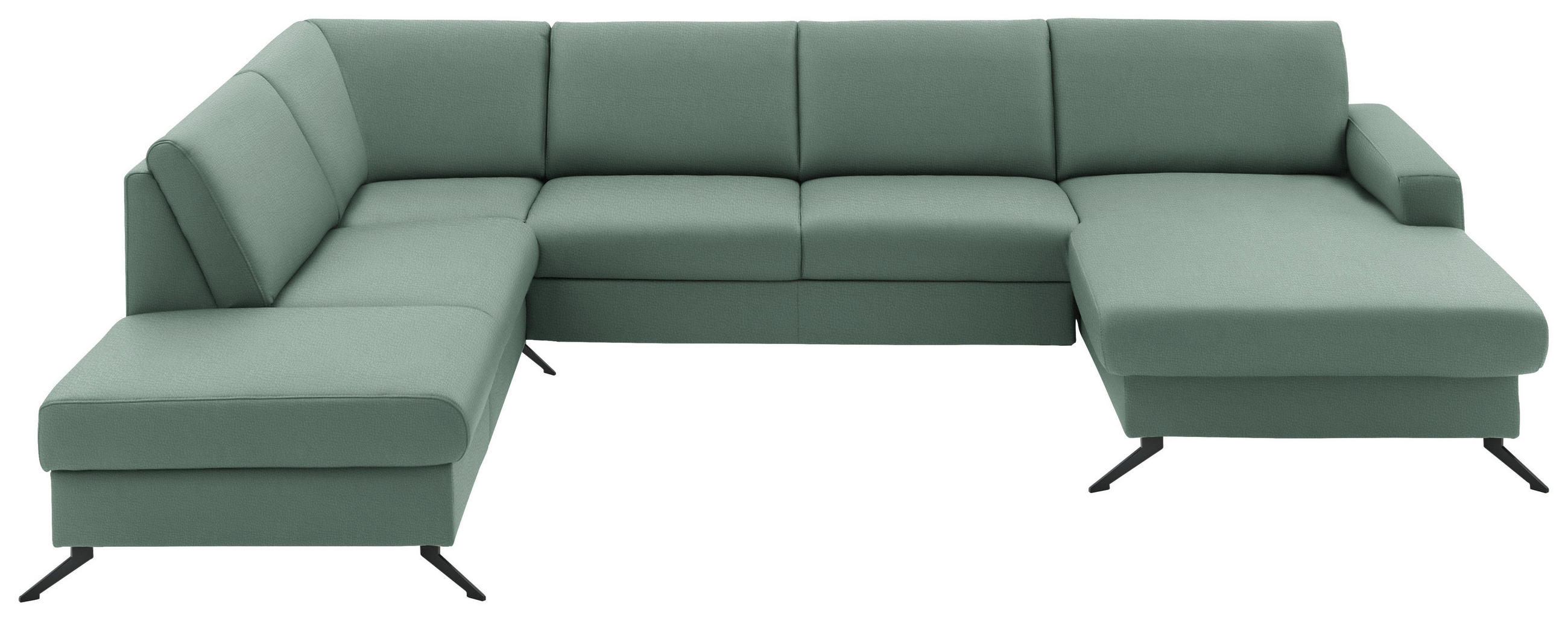 WOHNLANDSCHAFT in Echtleder Opal  - Opal/Schwarz, Design, Leder/Metall (233/339/165cm) - Beldomo Premium