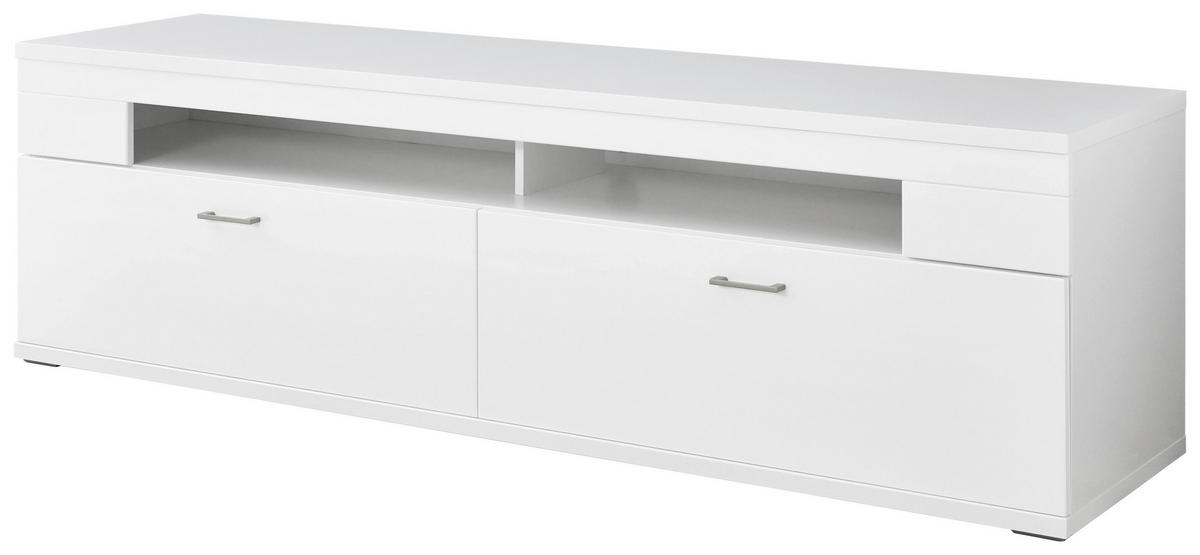 LOWBOARD  in 195/57,4/50,2 cm  - Weiß Hochglanz/Silberfarben, Design, Holzwerkstoff/Kunststoff (195/57,4/50,2cm) - Xora
