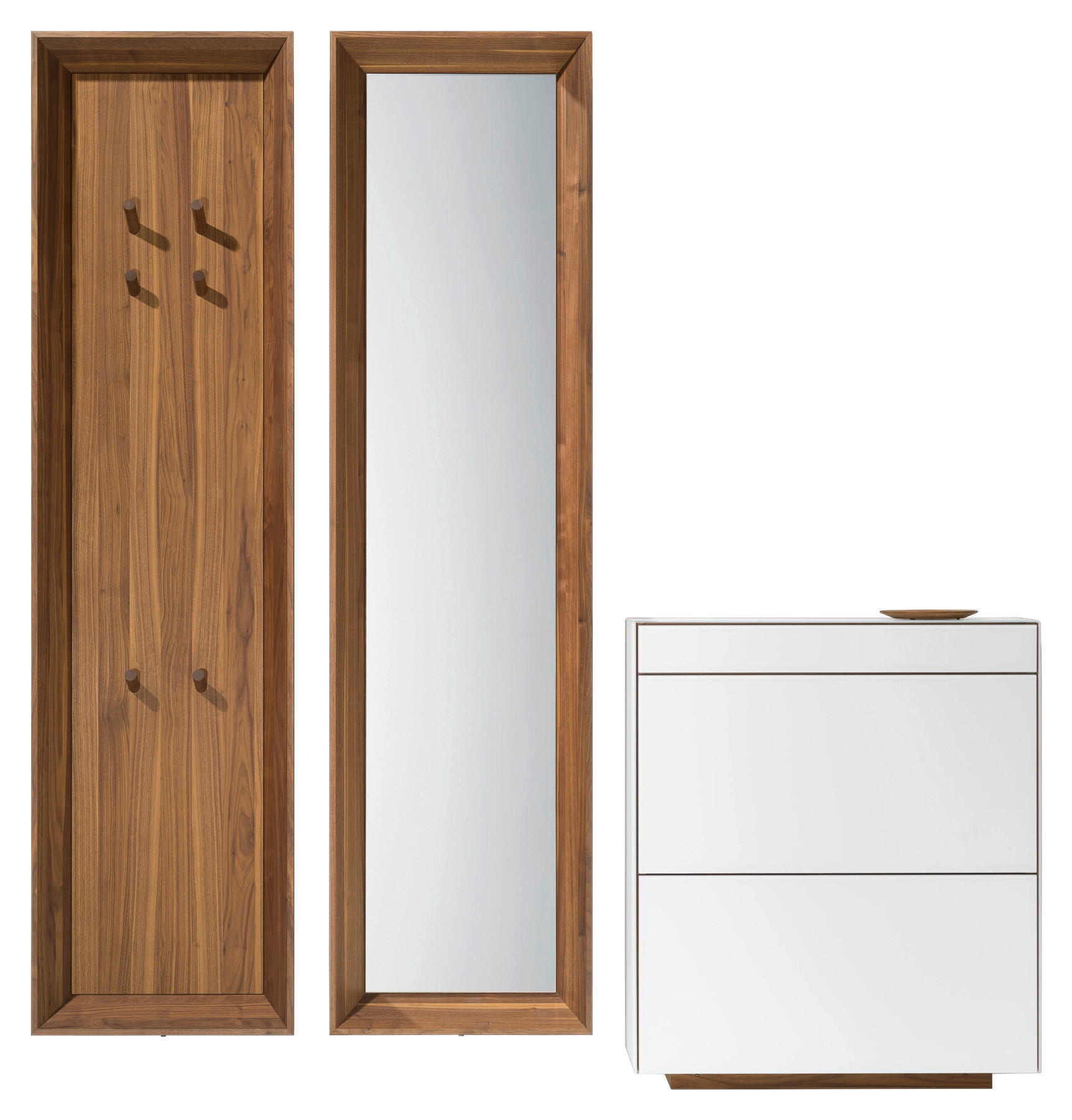 GARDEROBE  in 198,1/211/29 cm  - Nussbaumfarben/Weiß, Natur, Glas/Holz (198,1/211/29cm) - Team 7