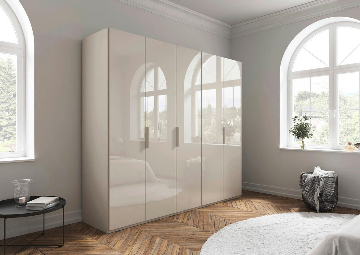 DREHTÜRENSCHRANK 251/223/60 cm,  in Champagner, 5-türig  - Champagner, Basics, Glas/Holzwerkstoff (251/223/60cm) - Novel