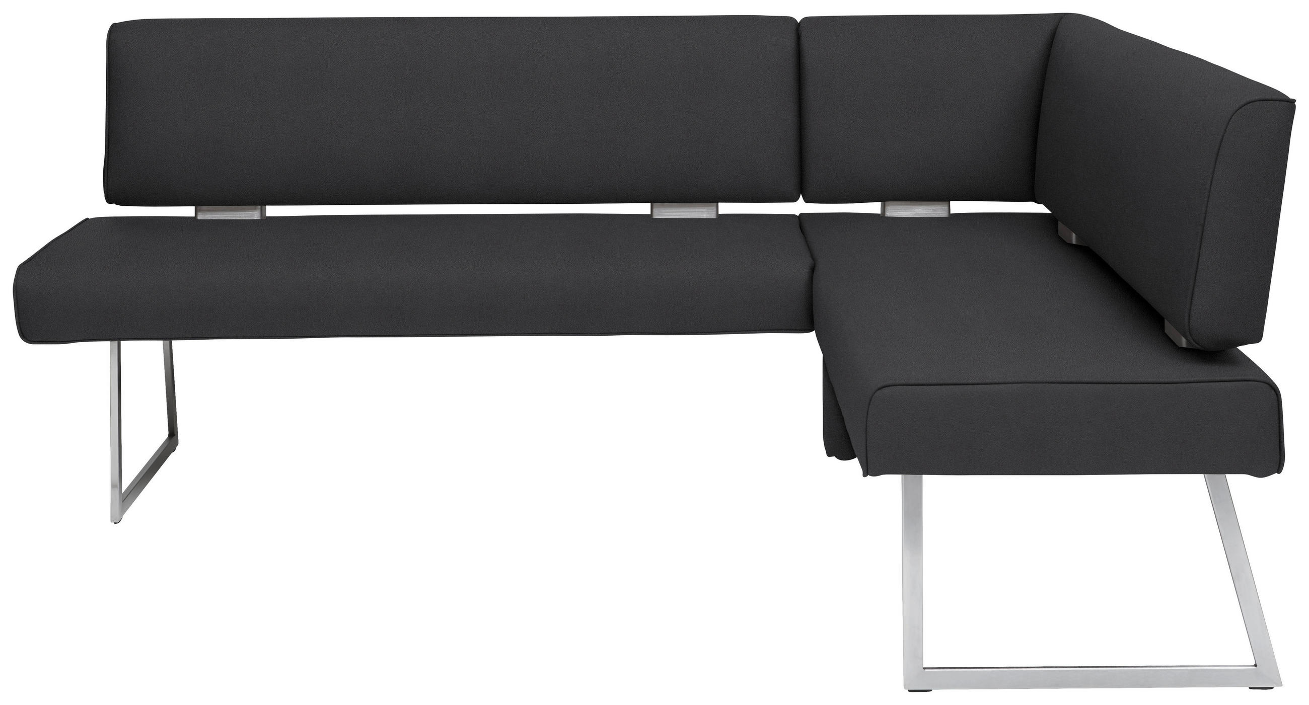 ECKBANK in Metall, Textil Schwarz, Edelstahlfarben  - Edelstahlfarben/Schwarz, Design, Textil/Metall (208/160cm) - Dieter Knoll