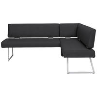 ECKBANK in Metall, Textil Schwarz, Edelstahlfarben  - Edelstahlfarben/Schwarz, Design, Textil/Metall (208/160cm) - Dieter Knoll
