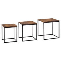 SATZTISCH Sheesham massiv quadratisch Sheeshamfarben  - Sheeshamfarben/Schwarz, MODERN, Holz/Metall (40/40/42cm) - MID.YOU