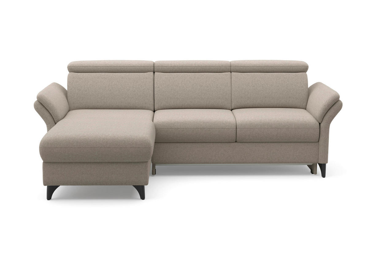 ECKSOFA Flachgewebe Taupe  - Taupe/Schwarz, Konventionell, Textil/Metall (166/253cm) - Sit & More