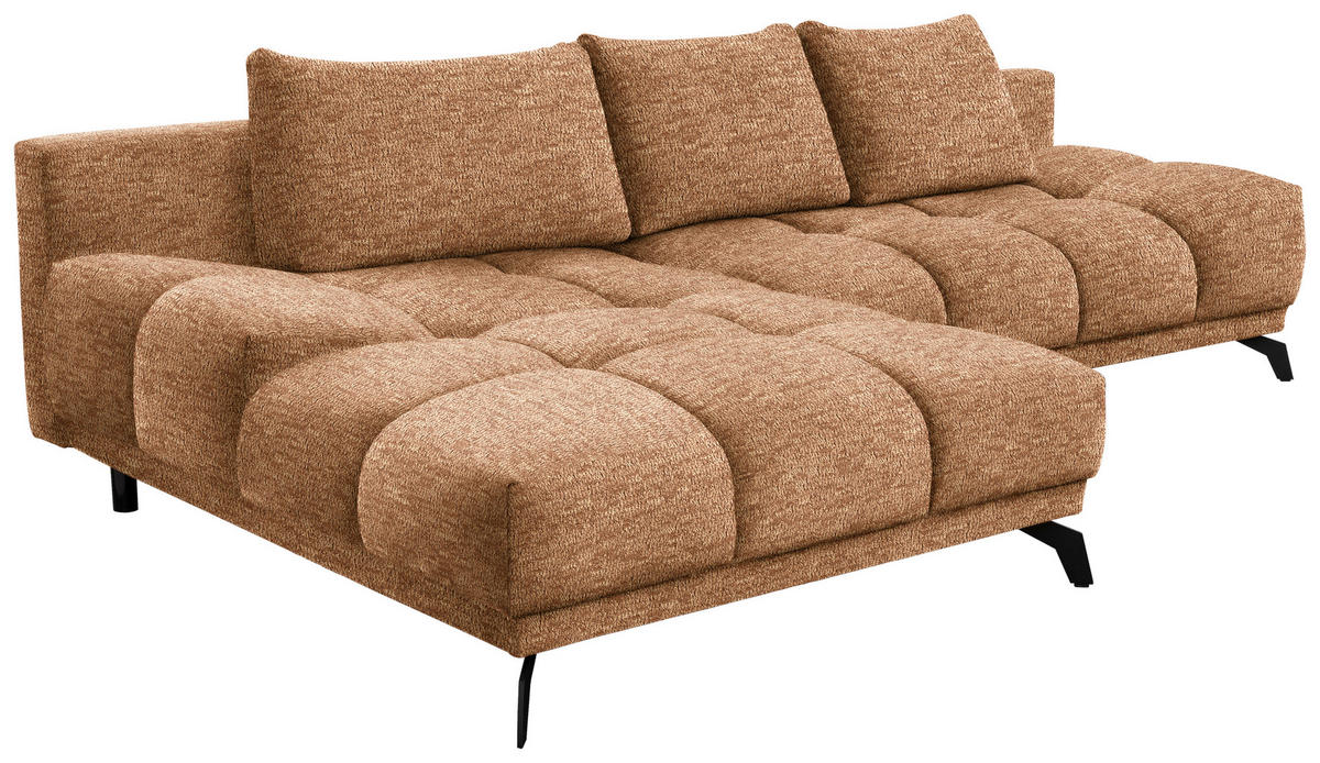 ECKSOFA in Chenille Goldfarben  - Goldfarben/Schwarz, Modern, Textil/Metall (182/290cm) - Hom`in